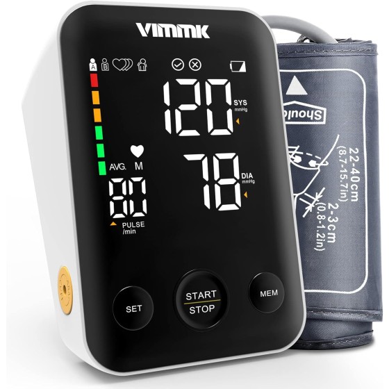 Blood Pressure Monitor Large Cuff, BusBarProtection Upper Arm Blood Pressure Machines for Home Use Accurate BP Cuff LED Backlight Display Heart Rate Detection 2x120 Records, Cuff 22-40cm