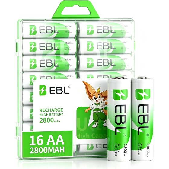 afubio AA Rechargeable Batteries 2800mAh Ready2Charge Quality AA Batteries - 16 Counts