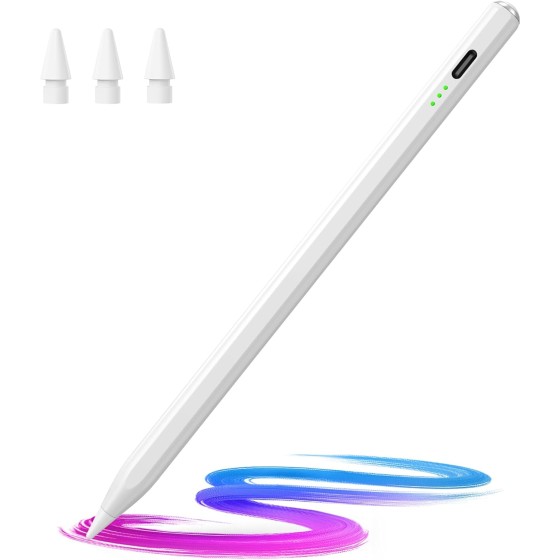 fciihr Stylus Pen for iPad(2018-2026)-13 Mins Fast Charge with Tilt Sensitivity & Palm Rejection for iPad 11/10/9/8/7/6th Gen, Air 5/4/3/M4/M3/M2, Pro 13"/12.9"/11"/M4, Mini 7/6/5th, White