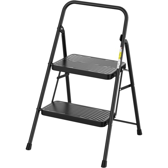 pxebly Step Stool, 2 Step Ladder with Wide Anti-Slip Pedal, Step Ladder Folding Step Stool for Adults, Lightweight Steel Portable ladders for Home Kitchen