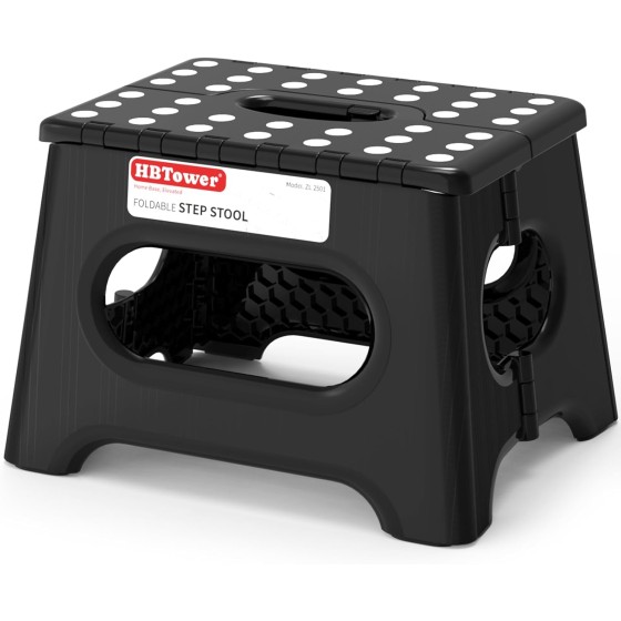 lctuac Folding Step Stool 9 Inch - Holds 600 lb, Non-Slip Surface & Carry Handle - Sturdy Step Stool for Kids, Toddlers & Adults - Compact Foldable Foot Stool for Kitchen, Bathroom, Bedroom, Outdoor