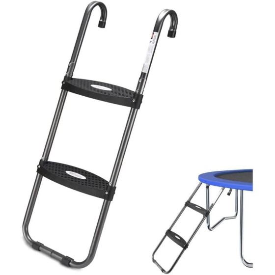 jmsmwz Trampoline Ladder with Horizontal and Wide Steps, Universal Hook, UV Treated Steel, 220 lbs Capacity Trampoline Accessories for Children Kids
